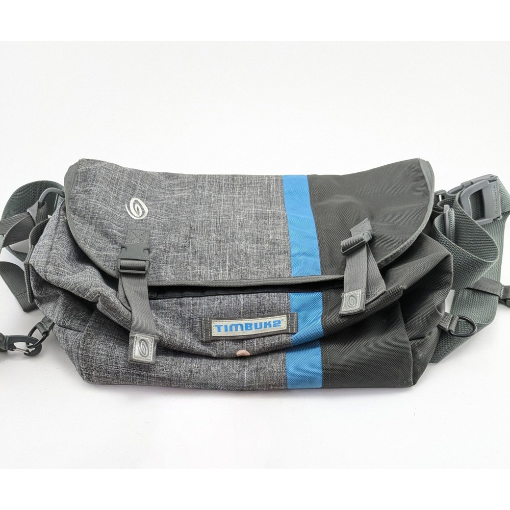 Timbuk2 Messenger (16x10) Grey Black Blue Laptop Carry On Travel Bag Large L